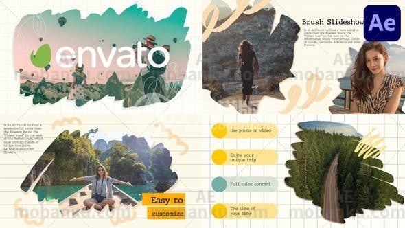 画笔转场过渡幻灯片动态展示AE模板