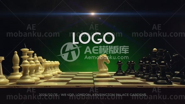 国际象棋开局标志动态演绎AE模板