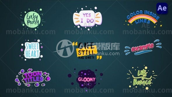 五颜六色的2D卡通标题动态演绎AE模板