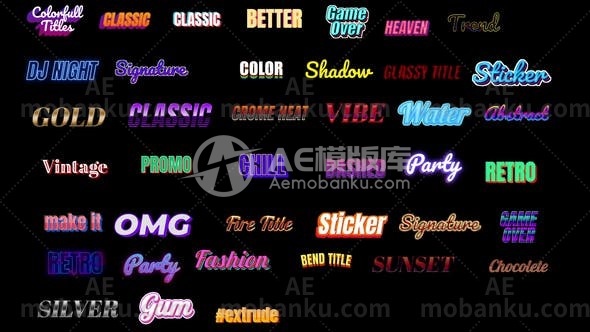 五颜六色的文本标题动态排版演绎AE模板