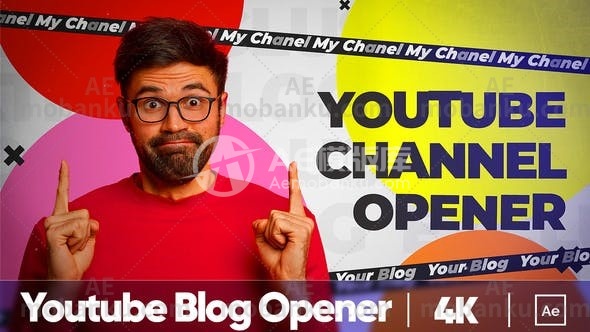 丰富多彩的YouTube图片文本标题动态展示AE模板