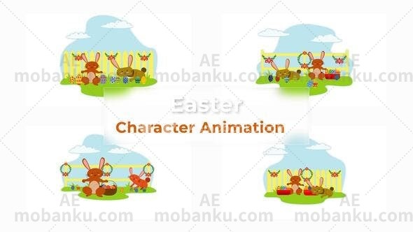 复活节角色MG动画场景AE模板