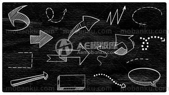 手绘效果动画元素动态展示AE模板