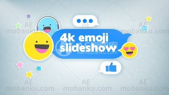 表情符号儿童和青少年简介图片展示AE模板