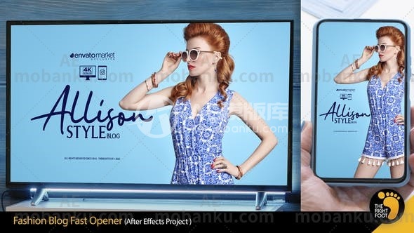 时尚博客快速开场图片展示AE模板