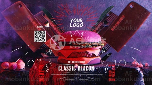 快餐标识揭晓动态演绎AE模板