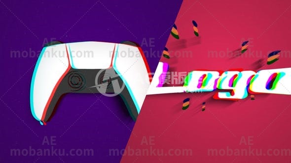 快速毛刺游戏徽标动态演绎AE模板