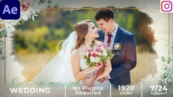 鲜花婚礼请柬动态展示AE模板