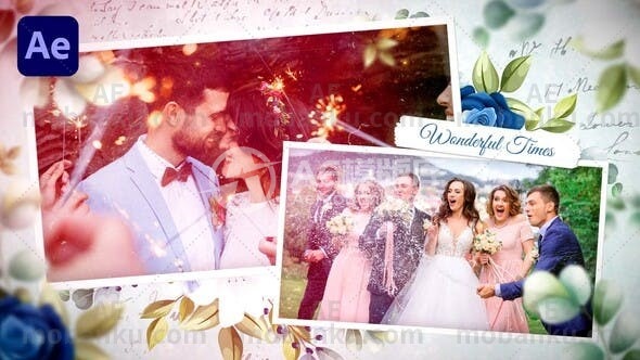 花卉婚礼摄影幻灯片展示AE模板