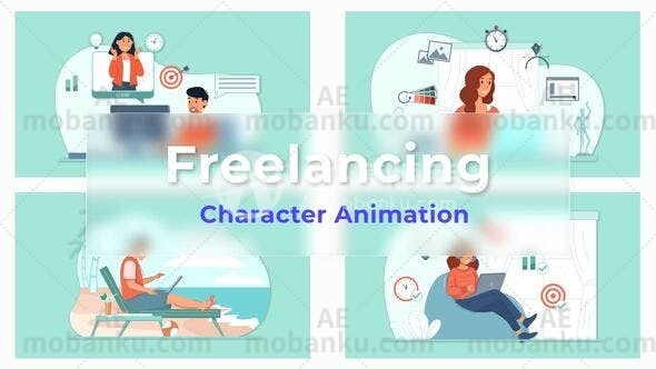 自由职业解说员MG动画场景展示AE模板