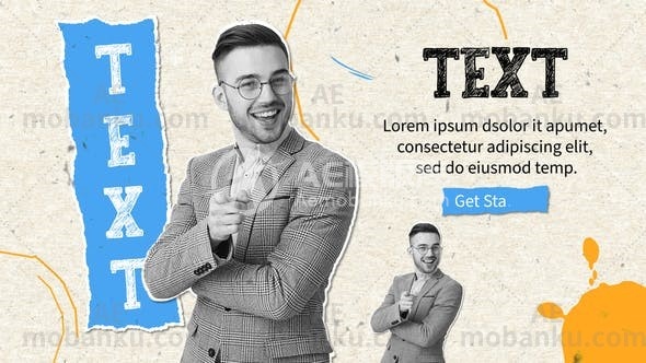 时髦的纸质幻灯片展示AE模板