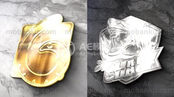 金色金属标志揭晓动态演绎AE模板