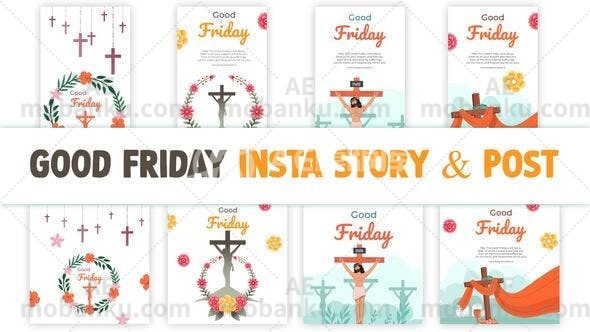 耶稣受难日Instagram故事帖子展示AE模板