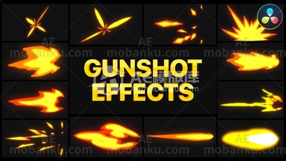 枪击爆炸元素卡通效果展示AE模板