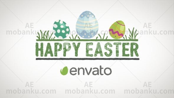 复活节快乐猫手绘动画演绎AE模板