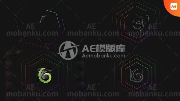 六角形现代标志揭晓动态演绎AE模板