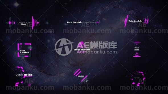 高科技全息空间下方三分之一文字标题展示AE模板