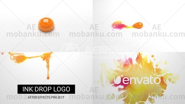 墨水滴徽标动态演绎AE模板