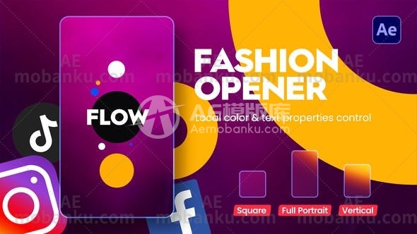 Instagram时尚开场图片视频展示AE模板