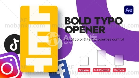 Instagram开场图片视频展示AE模板