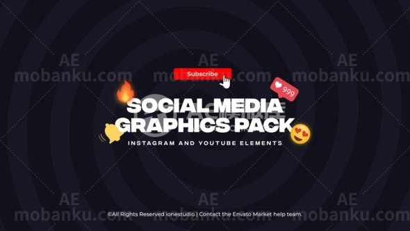 Instagram和YouTube元素社交媒体信息展示AE模板