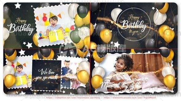 孩子们的生日庆祝活动图片视频展示AE模板