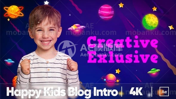 儿童博客简介图片视频展示AE模板