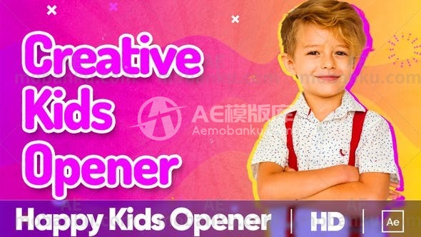 儿童Vlog开场图片视频展示AE模板