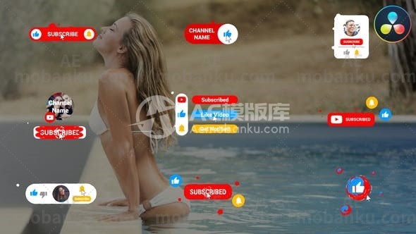 液体YouTube按钮动态演绎AE模板