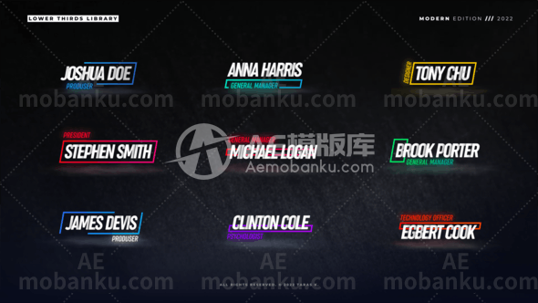 下三分之一多彩文字标题动态演绎AE模板