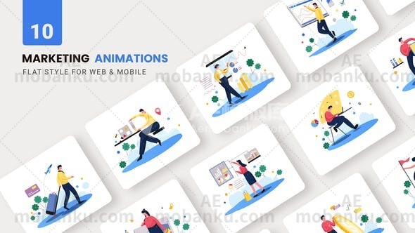 平面概念营销MG动画展示AE模板