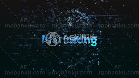 营销网络地球高科技粒子效果展示AE模板