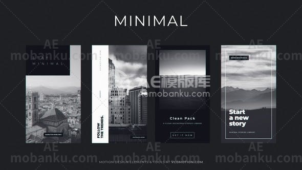 Instagram故事多屏图片文字展示AE模板