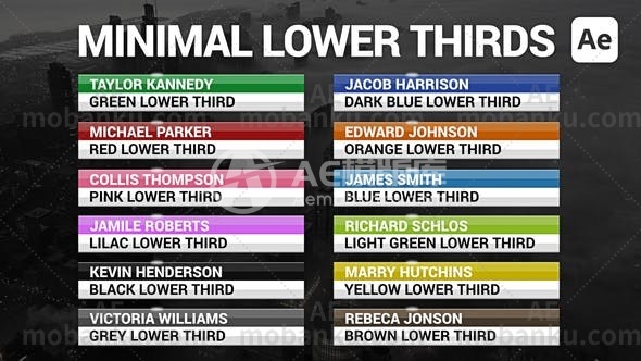 低三分之一创意文字标题动态演绎AE模板