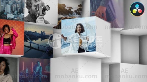 马赛克立方体标志动态演绎AE模板