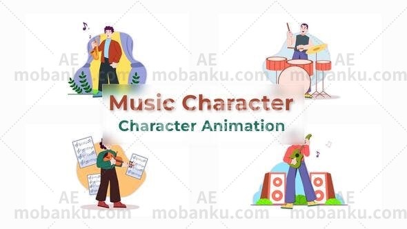 音乐人物MG动画场景展示AE模板