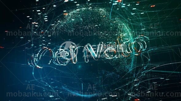 粒子3D地球标志揭晓动态演绎AE模板