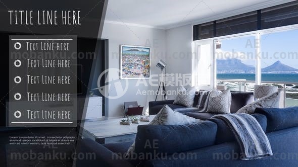 带有复选框列表的侧边栏文本展示AE模板