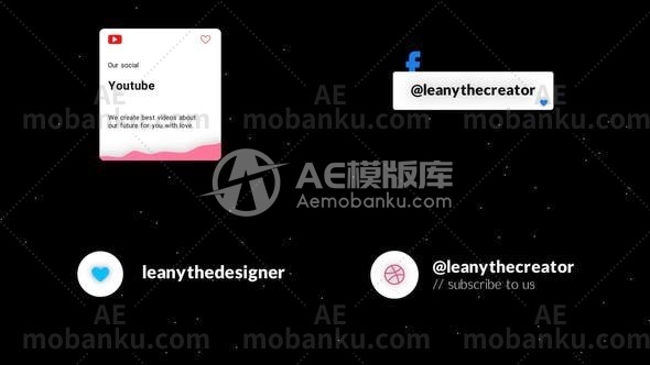 社交媒体下三分之一文本标题展示AE模板