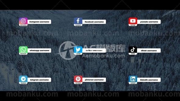 社交媒体标志动态演绎AE模板