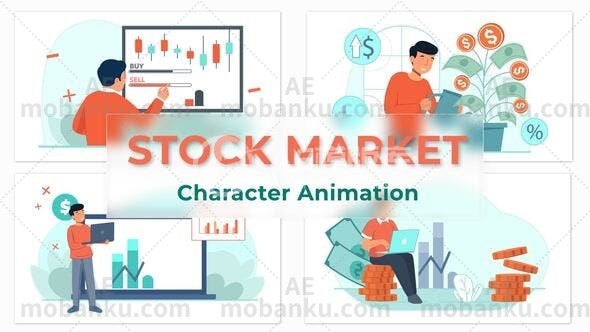 股市MG动画场景展示AE模板