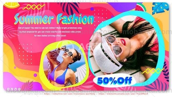 卡通风格夏季品牌推介会AE模板