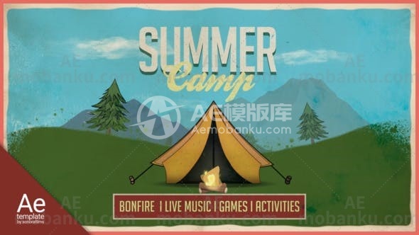 卡通风格夏令营活动展示AE模板