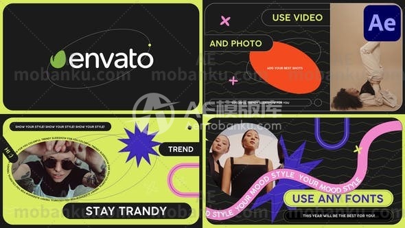 时尚彩色幻灯片动态展示AE模板