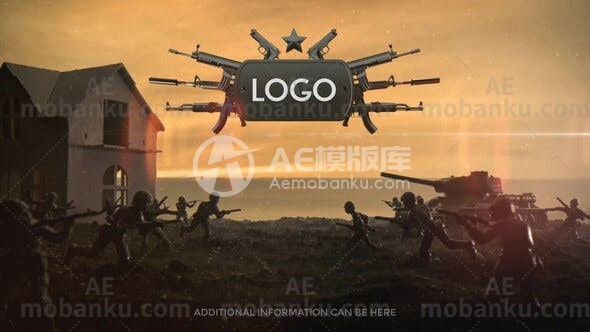 战争揭幕战图片视频徽标演绎展示AE模板