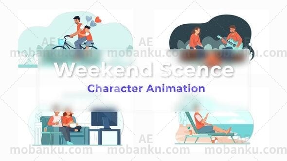 周末探险家MG动画场景展示AE模板