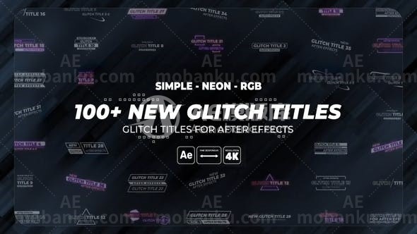 故障简洁霓虹灯文本标题动态演绎AE模板