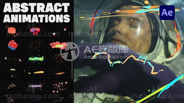 后期效果的抽象卡通动画展示AE模板