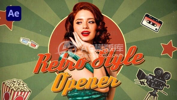 复古风格视频开场特效AE模版