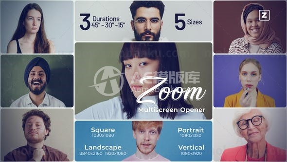 变焦多屏幕视频特效开场AE模版